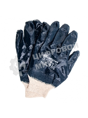 Перчатки трикотажные Сибртех с обливом из бутадиен-нитрильного каучука, манжет, L