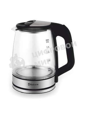 Чайник электрический Sakura SA-2722BK 2,2л,стекло,черный