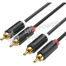 Кабель Vention аудио 2RCA M/2RCA M - 2м черный
