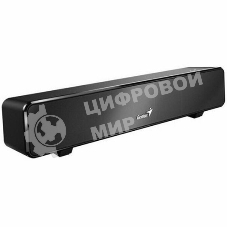 Мини саундбар Genius SoundBar 100. Ультракомпактный. Выходная мощность 6Вт. Тип подключения: USB. Частотная характеристика: 110-20000Гцz. Встроенный регулятор громкости. Аудиовыход 3,5 мм. черный