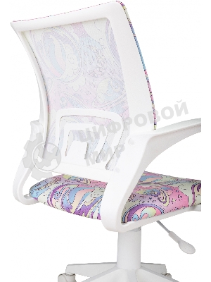 Кресло детское Бюрократ BuroKIDS 1 W мультиколор луна розовая крестов. пластик пластик белый