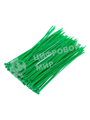 Хомуты Сибртех 200 х 3,6 мм, пластиковые, зеленые, 100 шт.