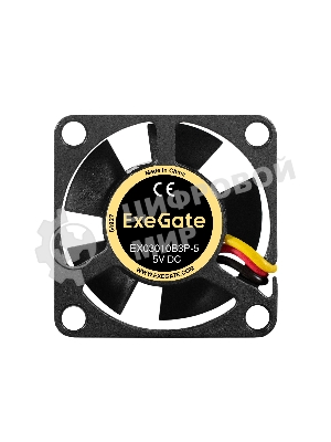 Вентилятор для корпуса ExeGate EX03010SB2P-5 черный, 30 мм, 9500 об/мин, 26 дБ, 3 pin