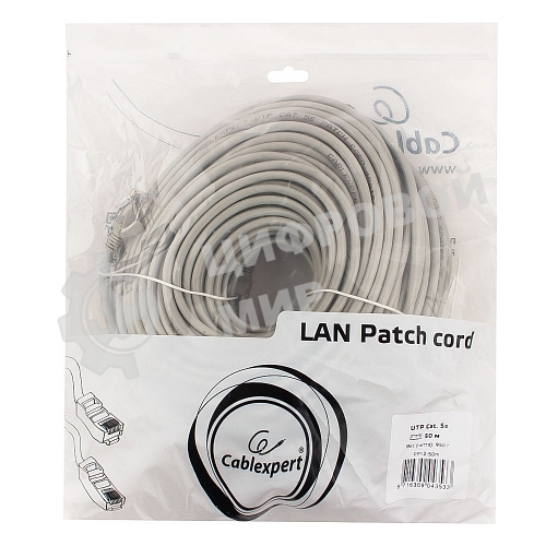 Патч-корд UTP Cablexpert cat.5e, 50м, литой, многожильный, серый