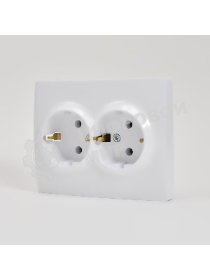 Розетка 2-м СП KARINA термопласт с заземл. белый LEZARD 707-0200-127B
