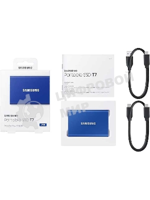 Внешний SSD Samsung T7, 2TB, USB 3.2 Gen 2 Type-C, R/W 1050/1000, синий