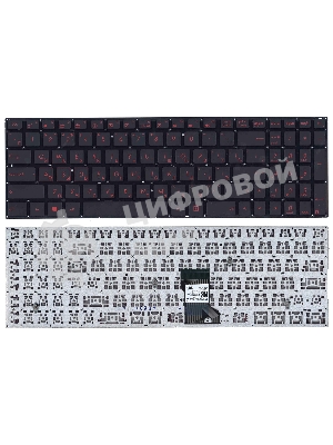 Клавиатура для ноутбука Asus N541, N501 черная, шрифт красный, с подсветкой
