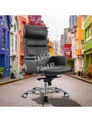 Кресло Cactus CS-LBK-AMSTERDAM черный, кожа, 120 кг, подголовник, механизм качания