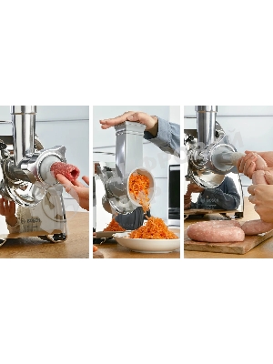 Мясорубка электрическая Bosch MFW67440 черный, 2000 Вт, 3.5 кг/мин, реверс, защита от перегрузки, насадки - 7