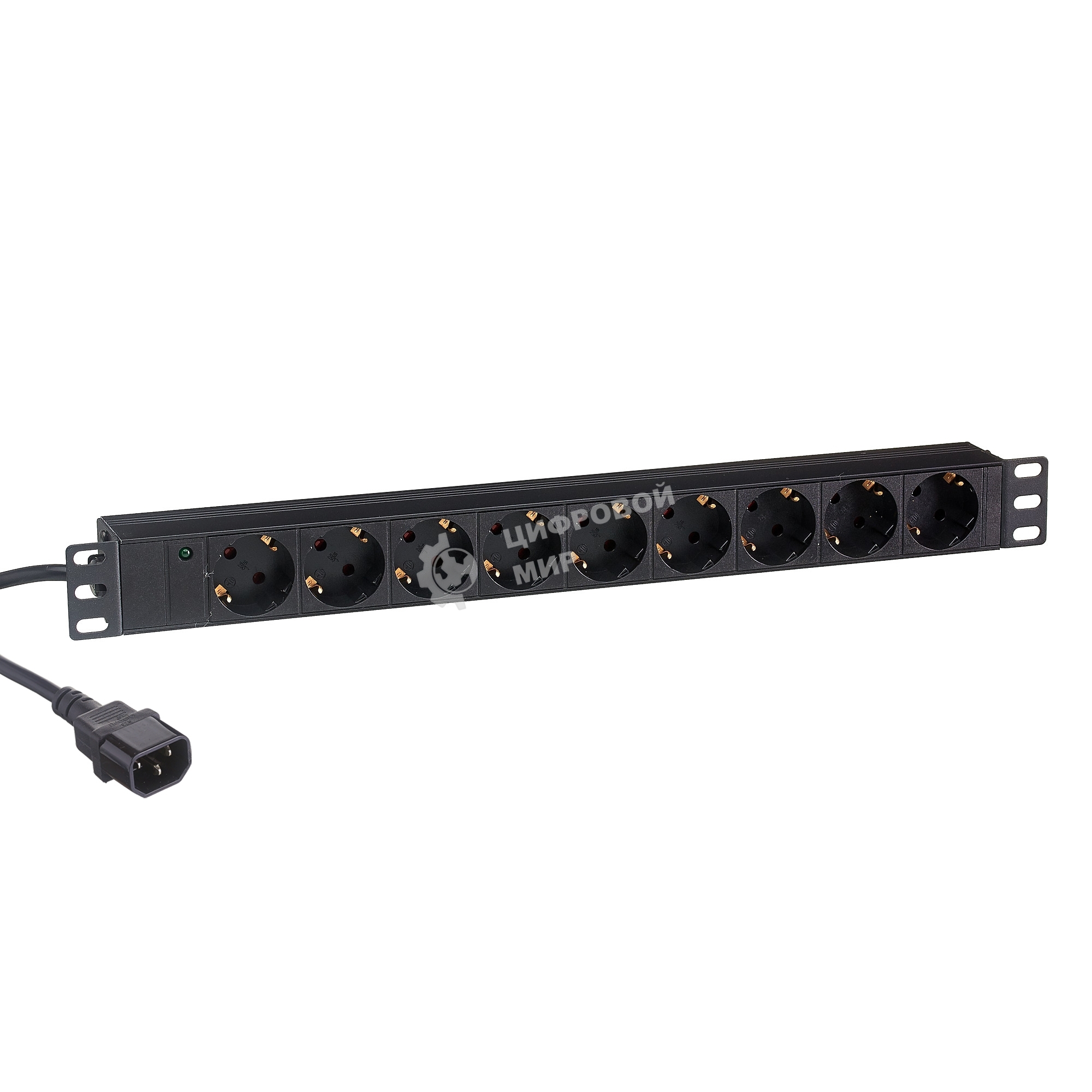 Блок розеток горизонтальный ExeGate ServerPro PDU-19H906 Al-9S-C14-2.5, 19