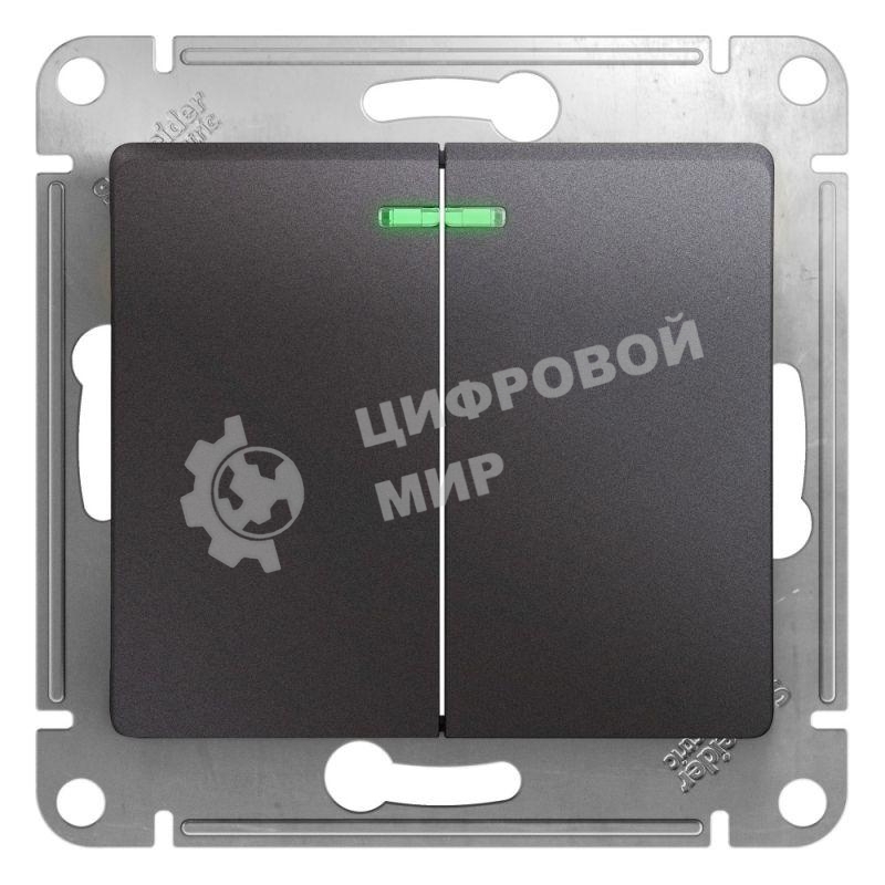 Механизм выключателя 2-кл. СП Glossa сх.5а 10А IP20 10AX с индик. графит SchE GSL001353