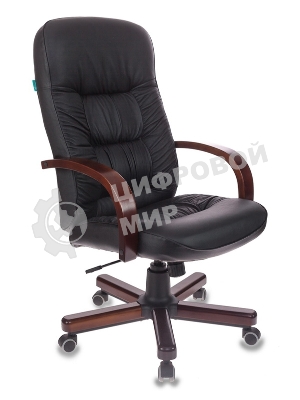 Кресло Бюрократ T-9908/WALNUT черный, кожа
