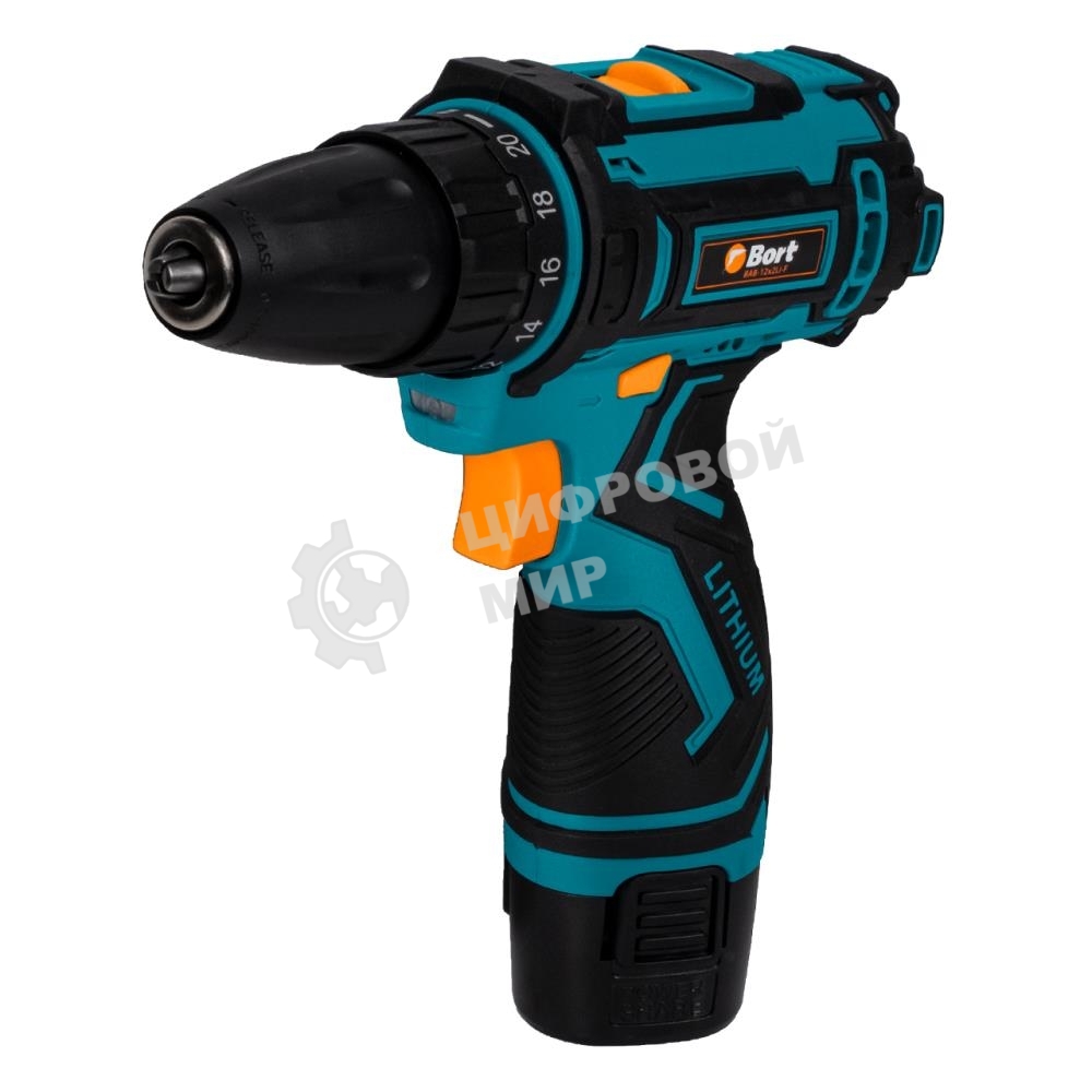 Дрель-шуруповерт Bort BAB-12x2Li-F, 12 В, 1,5 Ач, 36 Нм, щеточный