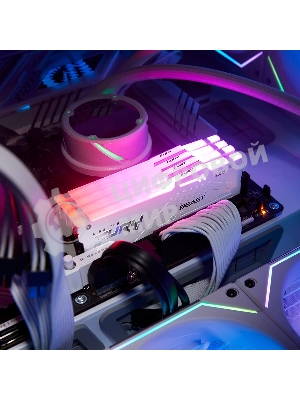 Оперативная память Kingston Fury Beast, DDR5, 16Gb (1x16Gb), 6000MHz, CL36, DIMM, с радиатором, RGB, белый