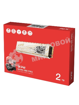 Накопитель SSD ADATA XPG MARS 980 PRO, 2Tb, PCIe 5.0 x4, M.2 2280, NVMe, R/W 14000/13000, с радиатором