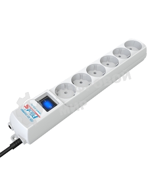 Сетевой фильтр Pilot S 5 м, 6 розеток, белый, коробка
