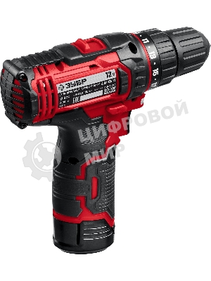 Дрель-шуруповерт Зубр ДШЛ-125-22, 12 В, 2 Ач, 30 Нм, щеточный
