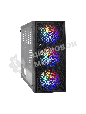 Компьютерный корпус Miditower ExeGate EVO-8243 (ATX, без БП, 2хUSB+1хUSB 3.0, черный, 3 вент. с RGb подсветкой, боковая панель - закаленное стекло)