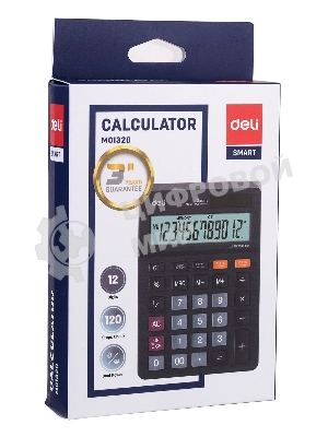 Калькулятор настольный Deli EM01320 черный 12-разр.