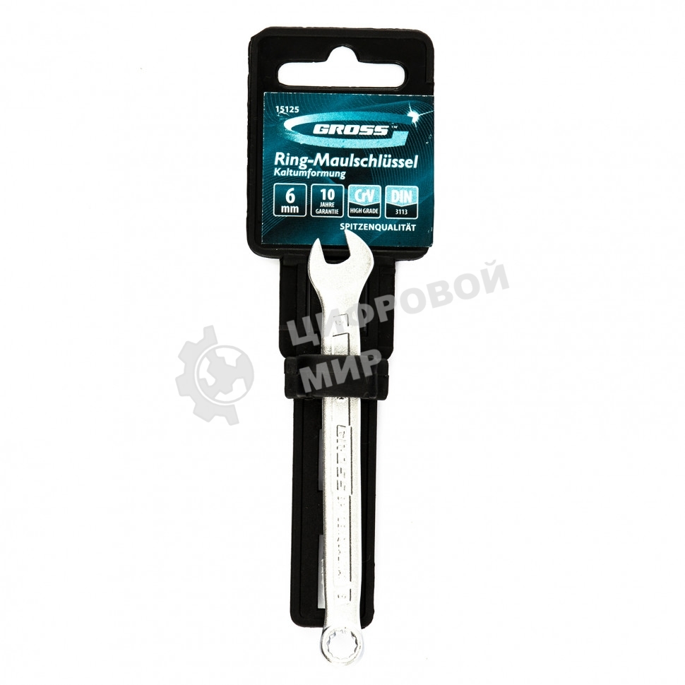 Ключ комбинированный Gross 6 мм, CrV, холодный штамп