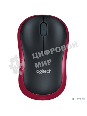 Мышь беспроводная Logitech M185, красный, 1000 dpi, радиоканал, USB, кнопки - 3