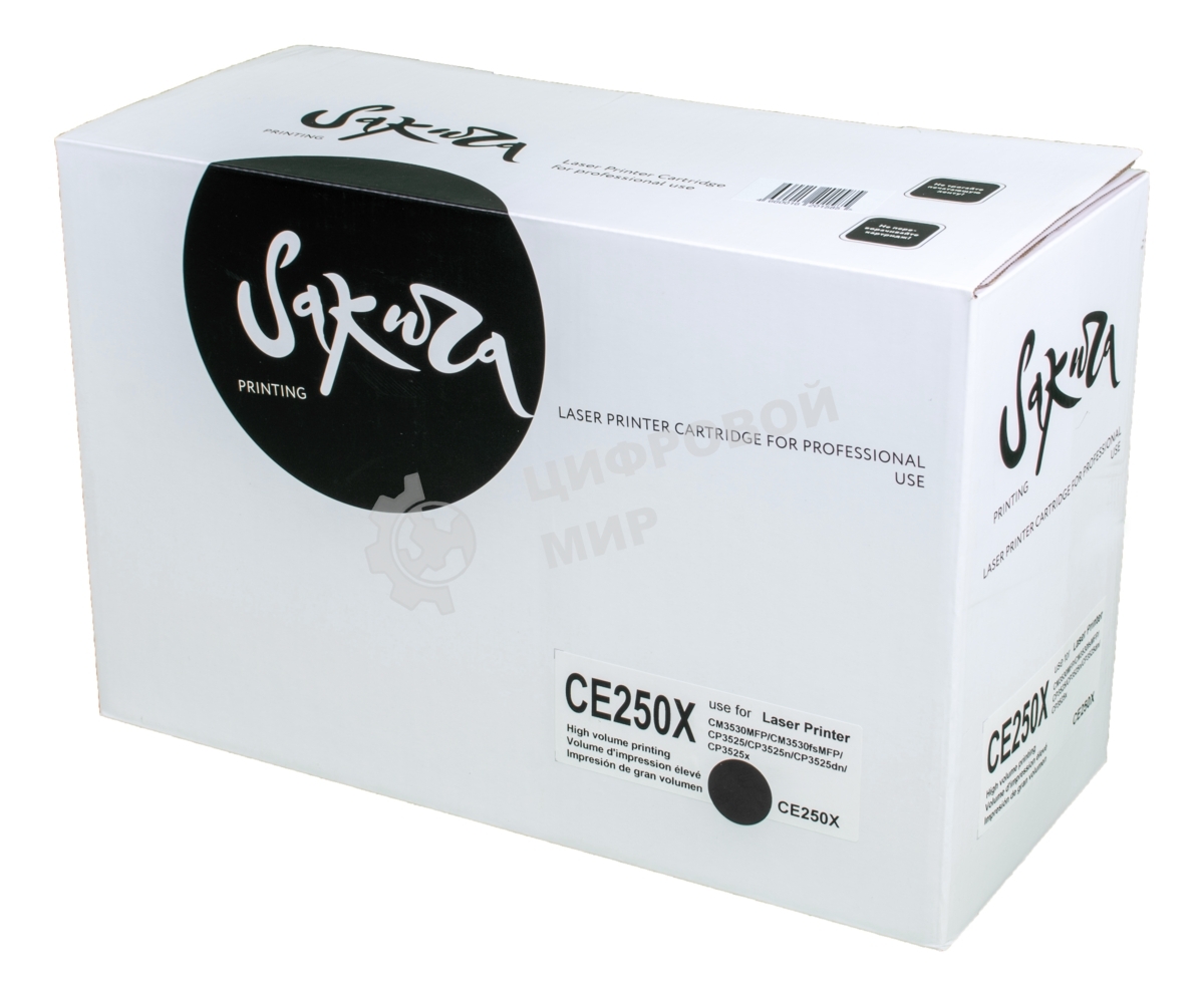 Картридж лазерный Sakura CE250X для HPColor LaserJet CM3530MFP/CM3530fsMFP/CP3525/CP3525n/CP3525dn/CP3525x, черный,10000 к.