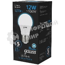 Лампа светодиодная Gauss 102502312 12Вт цок.: E27 груша 220B 6500K св. свеч. бел. хол. (упак.: 10 шт)