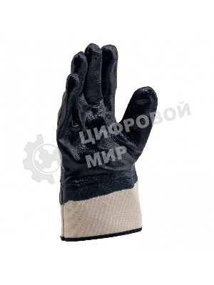 Перчатки трикотажные Сибртех с обливом из бутадиен-нитрильного каучука, крага, L