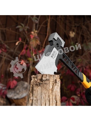 Топор цельнокованый Denzel 600 г, двухкомпонентная обрезиненная рукоятка