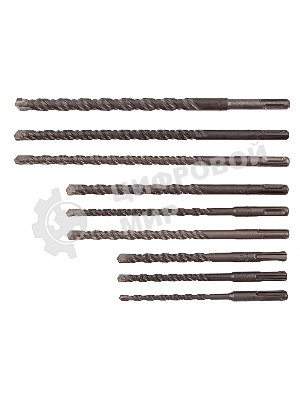 Набор буров Matrix по бетону, 6-8-10х160, 8-10-12х210, 10-12-14х260 мм, зубила 4шт., в боксе