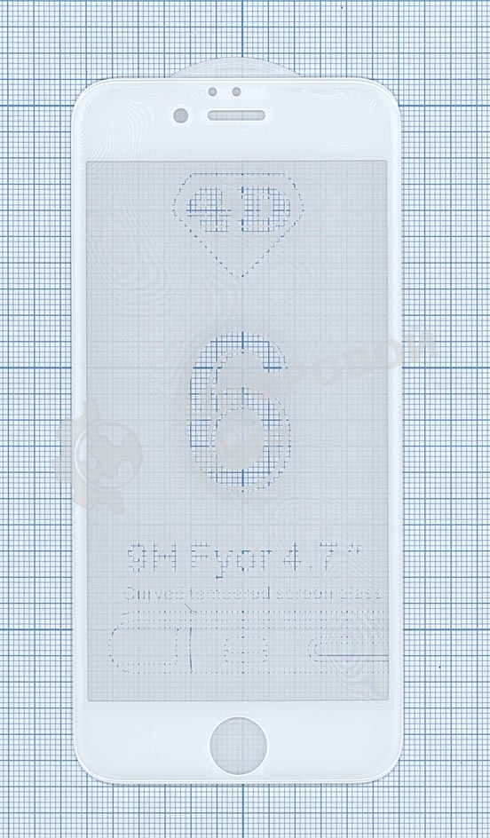Защитное стекло 4D для Apple iPhone 6/6S белый