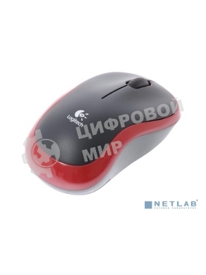 Мышь беспроводная Logitech M185, красный, 1000 dpi, радиоканал, USB, кнопки - 3