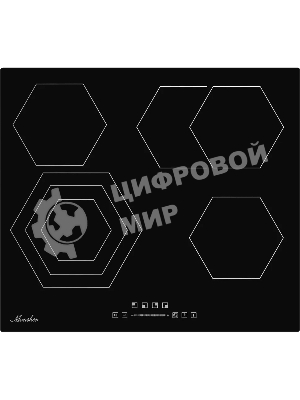 Встраиваемые электрические панели Monsher MHE 6019 Независимая стеклокерамическая варочная поверхность,Ширина 60 см, 4 зоны ускоренного нагрева,Электронное сенсорное управление,5 цифровых дисплеев, 9 уровней мощности, 1 двойная зона нагрева, 1 овальная зона нагрева, таймер, индикаторы остаточного тепла