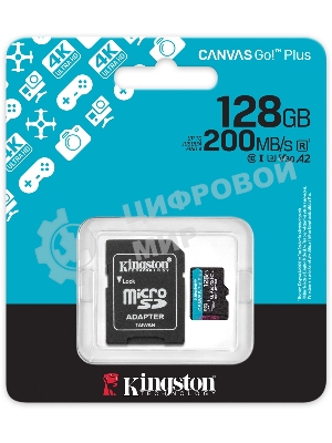 Флеш карта microSDXC 128Gb Kingston SDCG4/128Gb Canvas Go! Plus V30 A2 + adapter