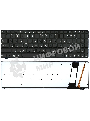 Клавиатура для ноутбука Asus N56 N56V черная с белой подсветкой