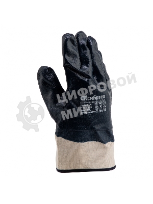 Перчатки трикотажные Сибртех с обливом из бутадиен-нитрильного каучука, крага, L