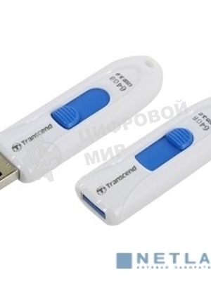 Флешка USB Transcend JetFlash 790 (TS64GJF790W), 64Gb, USB 3.0, R/W 70/25, белый/синий