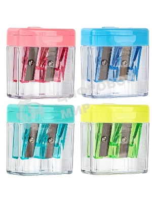 Точилка для карандашей ручная Deli E0576, 2 отверстия, пластик, ассорти