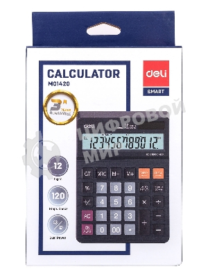 Калькулятор настольный Deli EM01420 черный 12-разр.