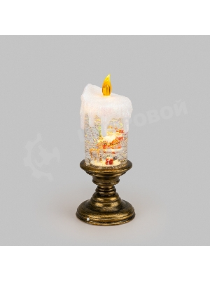 Декоративный светильник Neon-night Свеча с Дедом Морозом с эффектом снегопада и подсветкой, 10,5х10,5х25 см, питание 4хААА (не в комплекте) и USB