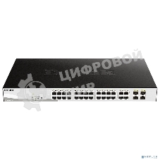 Коммутатор D-Link DGS-1210-28P/FL2A Управляемый L2 PoE-коммутатор, 24x1000Base-T PoE, 4xCombo 1000Base-T/SFP, PoE-бюджет 193 Вт, защита от статического электричества до 6 кВ, CLI