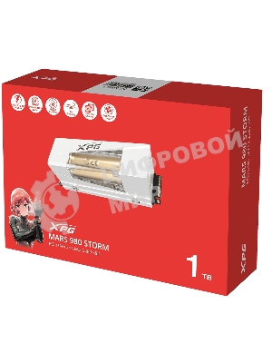 Накопитель SSD ADATA XPG MARS 980 STORM, 1000Gb, M.2(22x80мм), NVMe, PCIe 5.0 x4, 3D NAND, R/W 14000/10000Mb/s, IOPs 1 600 000/1 650 000, TbW 740, DWPD 0.4, with Heat Sink (5 лет)