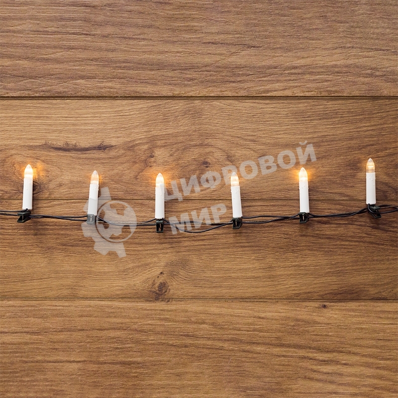 Гирлянда светодиодная Neon-night Свечи 20м, темно-зеленый ПВХ, 100 LED теплый белый, не соединяется