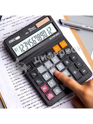 Калькулятор настольный Deli EM01420 черный 12-разр.