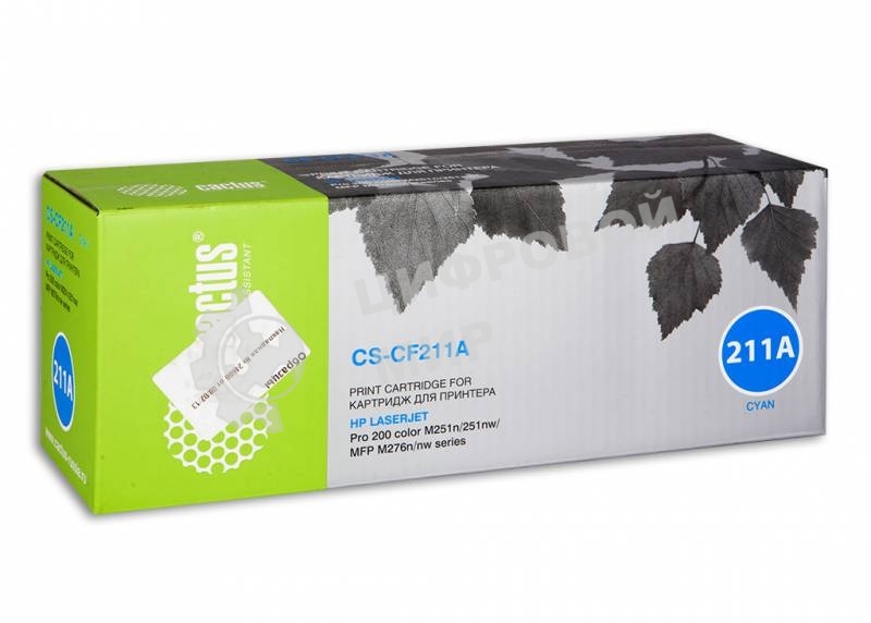 Картридж лазерный Cactus CS-CF211A голубой (1800 стр.) для HP LaserJet Pro 200 M251/M276