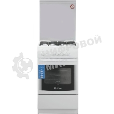 Плита Газовая De Luxe 506040.14г (кр) ЧР белый (стеклянная крышка) реш.чугун