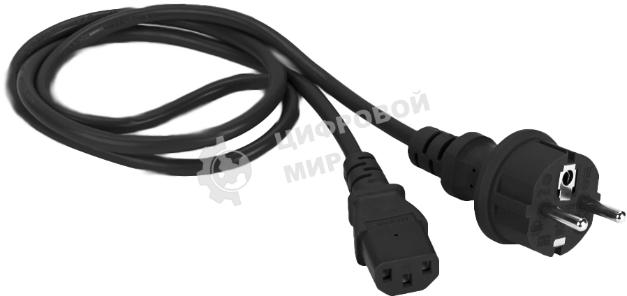 Шнур питания LANMASTER C13-Schuko прямая, 3х0.75, 220В, 10А, черный, 7 м.