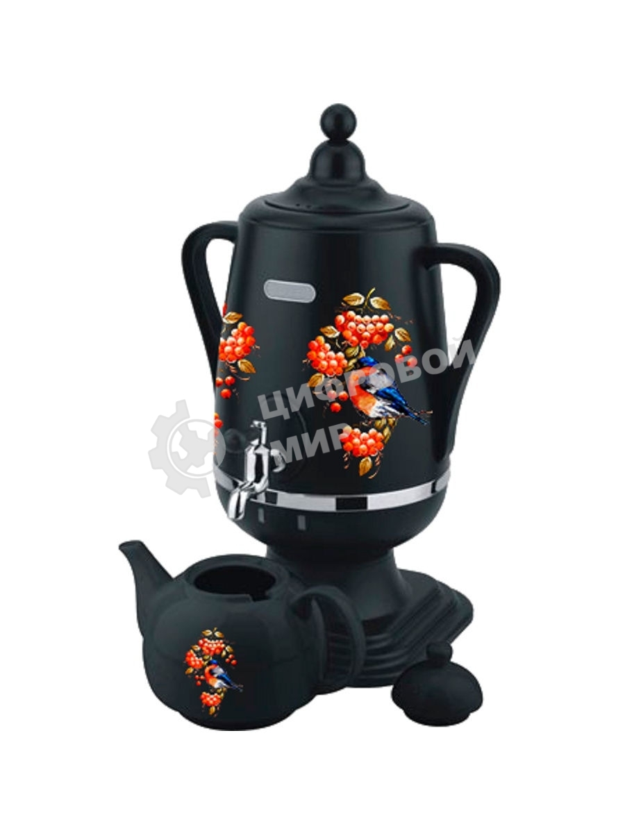 Самовар Добрыня DO-432(4,0л.) Снегирь на черном чер/к.з.x4