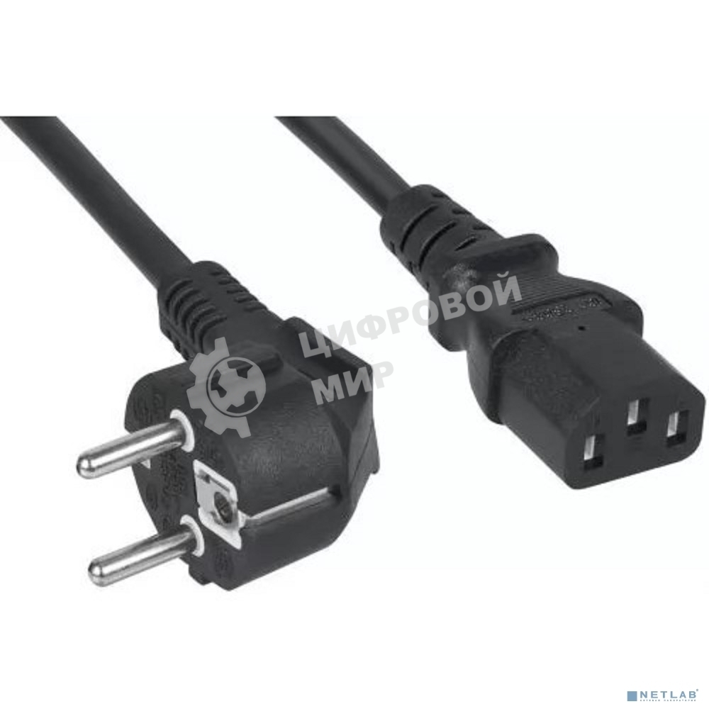 Кабель питания Filum ПВС-АП 3x1.0 CEE 7/7(Schuko) угловая - C13, 220/250В, 10А, чёрный, 1.8м