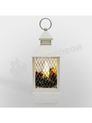 Декоративный фонарь со свечкой, белый корпус, размер 10.5х10.5х24 см, цвет ТЕПЛЫЙ БЕЛЫЙ